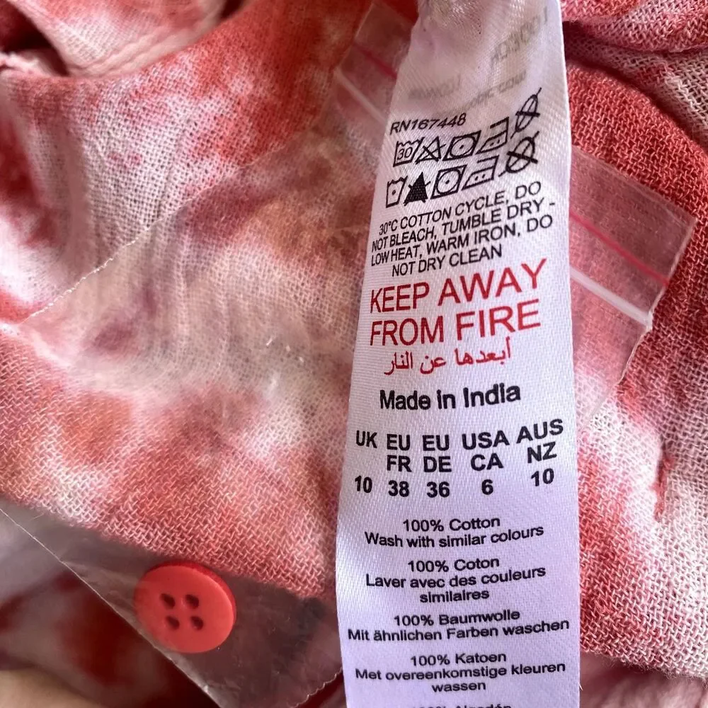 NWT‎ Nasty Gal Tie Dye Lightweight Romper Pink 100% Cotton Summer US Size 6 - Picture 6 of 6